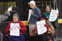 photo of demonstrators inxluding Jean Ryan